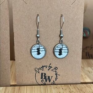 Silver-Tone Earrings with Musical Note Design